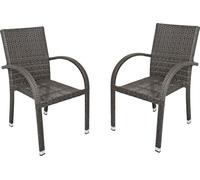 lot de 2 chaises empilables Chaise de jardin Jardin Balcon Terrasse Empilable Gris