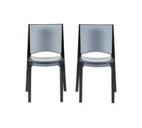 Lot de 2 chaises empilables HELLY - Polycarbonate plein - Gris ardoise