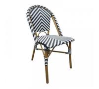 Lot de 2 chaises empilables style parisien en rotin et aluminium, noires et blanches