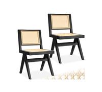 Lot de 2 chaises en bois avec cannage viennois design boho noir