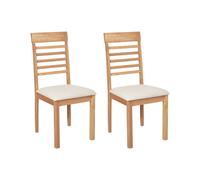 Beliani Lot de 2 Chaises en Bois Clair Rembourrées Beige Clair Ortley