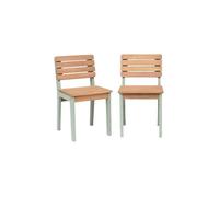 Lot de 2 chaises en bois d'acacia pour enfant. salon de jardin enfant vert de gris. intérieur / extérieur