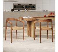 Lot de 2 chaises en bois de teck et corde naturelle - bali