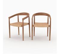 Lot de 2 chaises en bois de teck et corde naturelle - Bali - Maison Pavane
