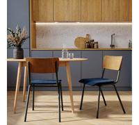 Lot de 2 chaises en bois foncé et velours bleu - nico