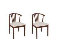 Beliani Lot de 2 Chaises en Bois Foncé Salle à Manger Assise Tapissée Beige Clair Craig