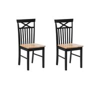 Lot de 2 chaises en bois marron clair et noir HOUSTON