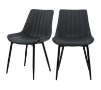 Lot de 2 chaises en cuir synthétique gris foncé et métal noir - Killi - Rendez-Vous Déco