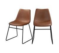 Lot de 2 chaises en cuir synthétique marron - Gaspard - Maison Pavane