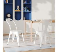 Lot de 2 chaises en métal blanc mat - indus