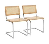 Lot de 2 chaises en métal et bois beige - Oviala