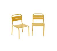 Lot de 2 chaises en métal jaune pour enfant. salon de jardin enfant