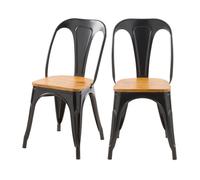 Lot de 2 chaises en métal noir et bois d'orme - Yoanna - Rendez-Vous Déco