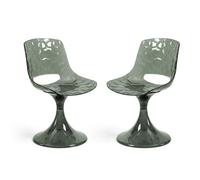 Lot de 2 chaises en polycarbonate transparent avec pied central, design moderne, pour cuisine, salle à manger - Klea/Vert