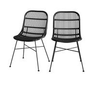 Lot de 2 chaises en rotin et pieds en métal noir - Moon - Rendez-Vous Déco