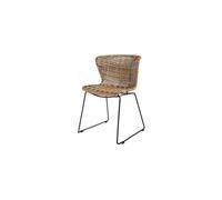 Lot de 2 chaises en rotin polyester marron, cadre en acier noir, intérieur/extérieur, H d'assise 46 cm - Woood, Wings - 78x55x54 cm