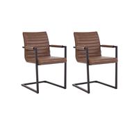 Beliani Lot de 2 Chaises en Similicuir Salle à Manger et de Conférence rembourrées Marron Buford
