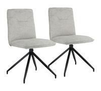 Happy Garden Lot de 2 chaises AREN en Tissu Beige, Rembourrage Mousse, Pieds en Acier Noir, Chaise Salle à Manger