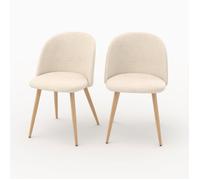 Lot de 2 chaises en tissu beige et pieds en métal - Cozy - Maison Pavane