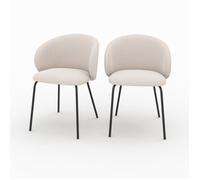 Lot de 2 chaises en tissu beige et pieds en métal noir - Victoria - Rendez-Vous Déco