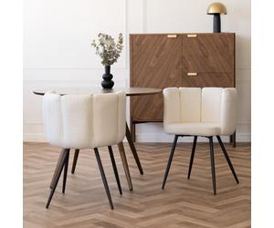 Lot de 2 chaises en tissu bou eige et pieds en métal - cosette