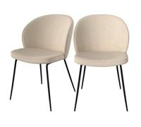 Lot de 2 chaises en tissu bouclé beige et pieds en métal - Groom - Rendez-Vous Déco
