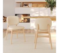 Lot de 2 chaises en tissu bouclé beige - paulette