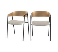 Lot de 2 chaises en tissu bouclé blanc et bois de chêne - Esmée - Rendez-Vous Déco