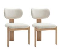 Lot de 2 chaises en tissu bouclette et bois d'hévéa - Blanc - WILANA