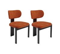 Lot de 2 chaises en tissu bouclette et bois d'hévéa noir - Terracotta - WILANA