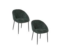 Toilinux - Lot de 2 chaises en tissu chenille SELISO - Vert Cèdre - SELISO Vert G