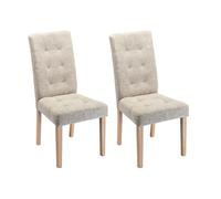 Lot de 2 chaises en tissu et bois - Beige - VILLOSA