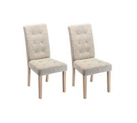 Vente-unique - Lot de 2 chaises en Tissu et Bois - Beige - VILLOSA - Salle à Manger