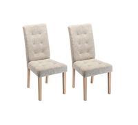 Vente-unique - Lot de 2 chaises en Tissu et Bois - Beige - VILLOSA - Salle à Manger