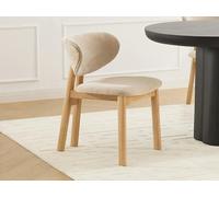 Lot de 2 chaises en tissu et bois d'hévéa - Beige - FALDRA