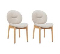 Lot de 2 chaises en tissu et bois d'hévéa - Beige - ISADIO