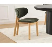 Lot de 2 chaises en tissu et bois d'hévéa - Vert - FALDRA