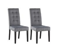 Lot de 2 chaises en tissu et bois - Gris - VILLOSA