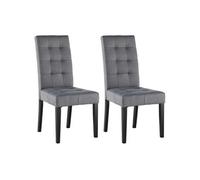Lot de 2 chaises en tissu et bois - Gris - VILLOSA
