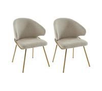 Lot de 2 chaises en tissu et métal doré - Beige - LUXIVA de