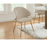 Lot de 2 chaises en tissu et métal doré - Beige - LUXIVA de