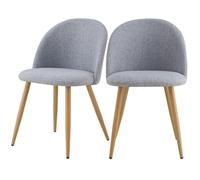 Lot de 2 chaises en tissu gris clair et pieds en métal - Cozy - Rendez-Vous Déco