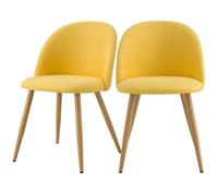 Lot de 2 chaises en tissu jaune et pieds en métal - Cozy - Rendez-Vous Déco