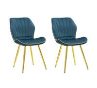 Lot de 2 Chaises en Tissu "Paris" 77cm Bleu & Or