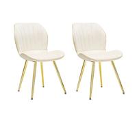 Mauro Ferretti Chaises en tissu Paris 77 cm Lot de 2 Crème & Or