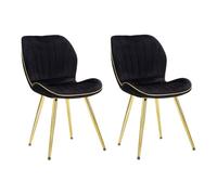 Mauro Ferretti – Chaise Paris en tissu 77 cm – Noir et Or – Lot de 2