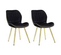 Lot de 2 Chaises en Tissu ""Paris"" 77cm Noir & Or