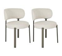 Vente-unique - Lot de 2 chaises en Tissu texturé et métal Bronze - Créme - ASILOVA - Salle à Manger