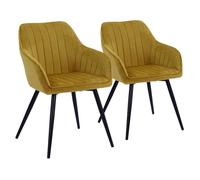 Happy Garden Lot de 2 chaises en velours BERTILLE moutarde