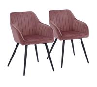 Happy Garden Lot de 2 chaises BERTILLE en velours roses